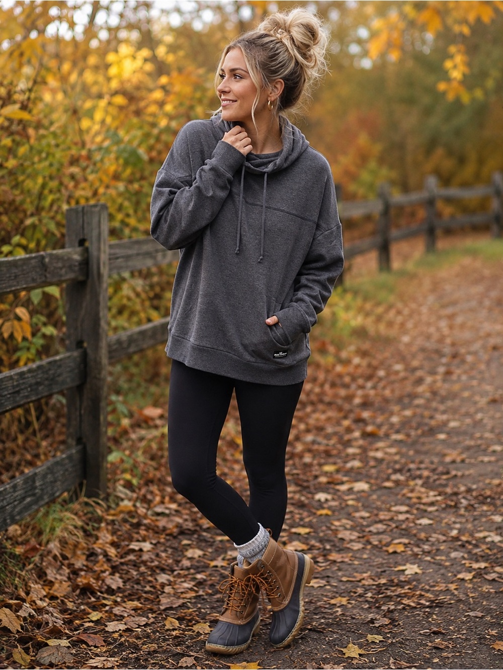 Simply Southern Charcoal Cowl Pullover- Small